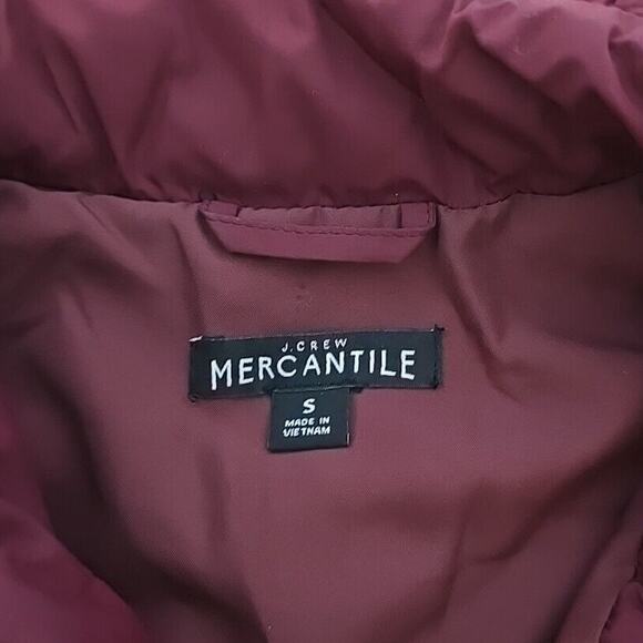 J. Crew Mercantile Vest Women Size Small Quilted Cabernet Burgundy Full Zip - Picture 3 of 12